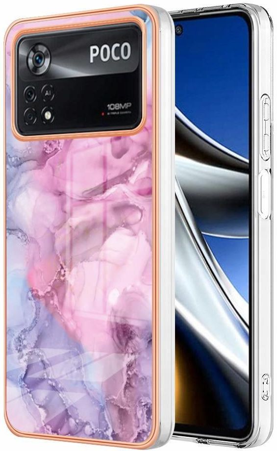 HAOYE Cover Per Xiaomi Poco X4 Pro 5G - Custodia Morbida TPU Con Motivo Brillantini, Viola Chiaro, Antiurto, Ultra Sottile