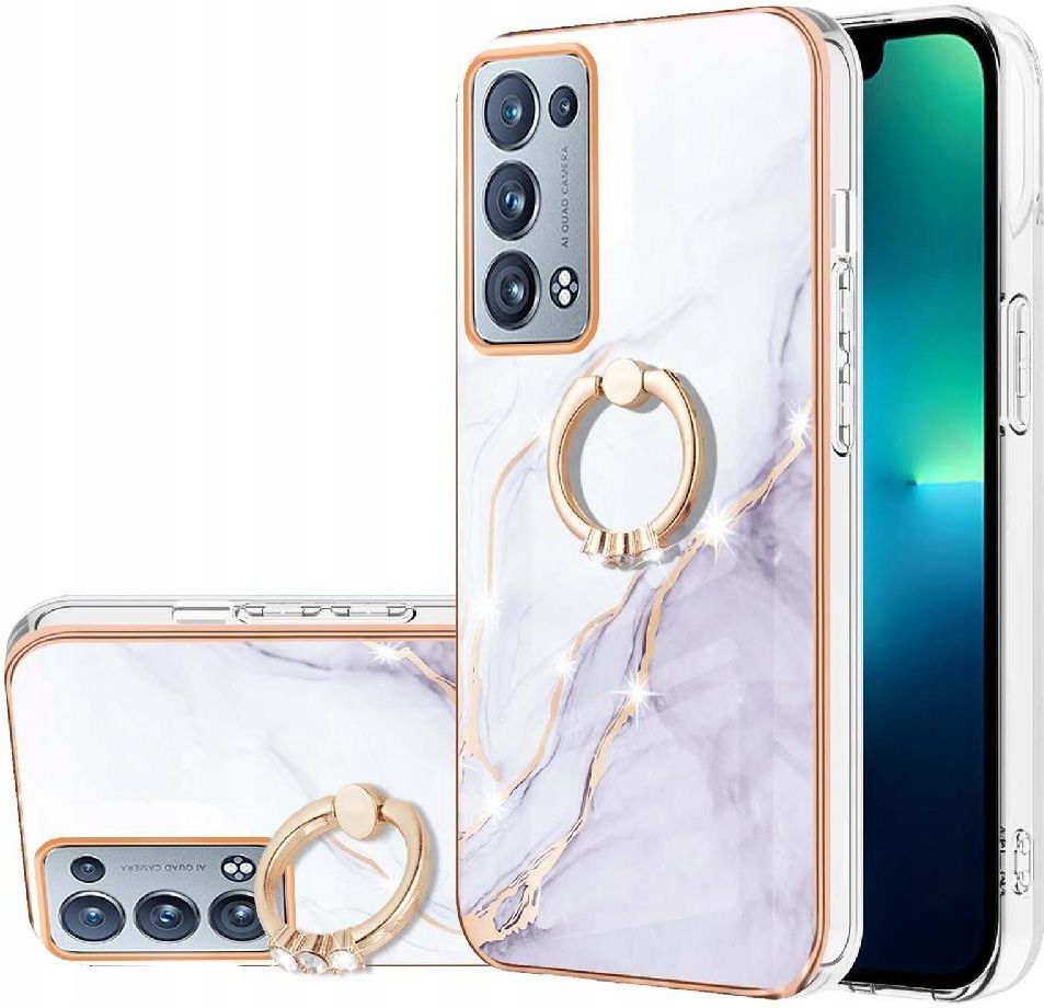 Custodia per OPPO Reno 6 Pro Plus 5g Silicone Morbido Rosa, Design Lusso per OPPO Reno 6 Pro Cover con Anello Supporto Regolabile 360° Case Sottile Leggera (Grigio