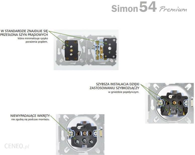 Kontakt Simon 54 Premium Gniazdo Wtyczkowe z Uziemieniem I Przesłonami DGZ1Z0111