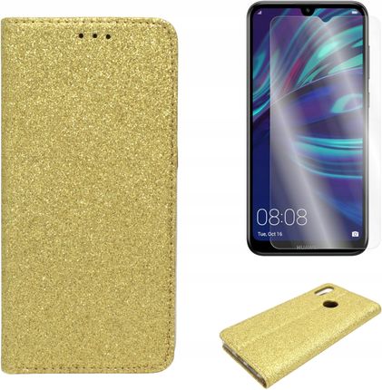 Etui Do Huawei Y7 2019 Dub L21 Y7 Prime 2019 Smart Glitter Złote I Szkło