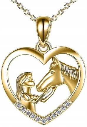 Larezo Złoty Naszyjnik Łańcuszek Koń Dziewczynka Z Koniem Konie Konik Srebro 925