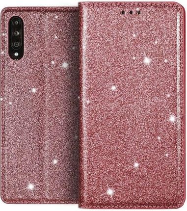 Etui Huawei Y6P Portfel Z Klapką Flip Magnet Shine Brokat Różowe