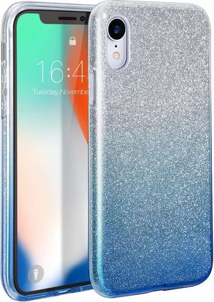 Etui Huawei P40 Lite E Brokat Glitter Srebrno Niebieskie
