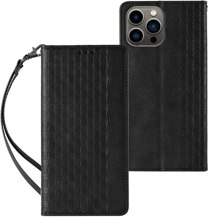 Magnet Strap Case Etui Samsung Galaxy S23 Pokrowiec Z Klapką Portfel Mini Smycz Podstawka Czarne