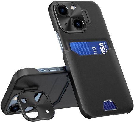 Leather Stand Case Etui Samsung Galaxy S23 Ultra Pokrowiec Portfel Na Kartę Z Podstawką Czarne