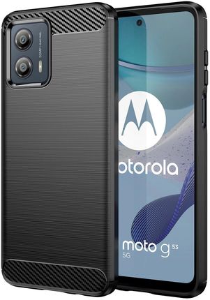 Carbon Case Etui Motorola Moto G53 Elastyczny Silikonowy Karbonowy Pokrowiec Czarne