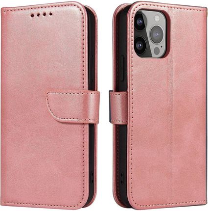 Etui Portfel Z Klapką Podstawką Do Iphone 15 Pro Magnet Case Różowe