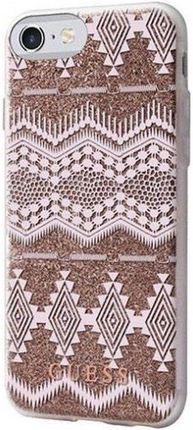 Guess Guhcp7Tgta Iphone 7 8 Se 2020 Beżowy Taupe Hardcase Aztec Tribal 3D