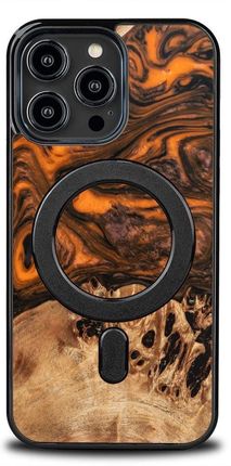Bewood Etui Z Drewna I Żywicy Na Iphone 14 Pro Max Magsafe Unique Orange Pomarańczowo Czarne