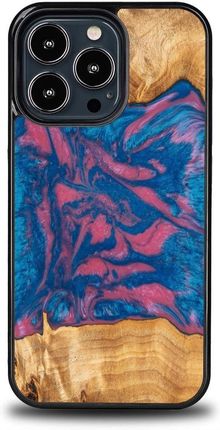 Bewood Etui Z Drewna I Żywicy Na Iphone 13 Pro Unique Vegas Różowo Niebieskie