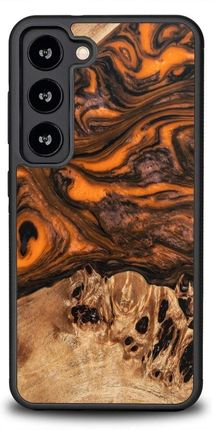 Bewood Etui Z Drewna I Żywicy Na Samsung Galaxy S23 Unique Orange Pomarańczowo Czarne