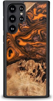 Bewood Etui Z Drewna I Żywicy Na Samsung Galaxy S23 Ultra Unique Orange Pomarańczowo Czarne