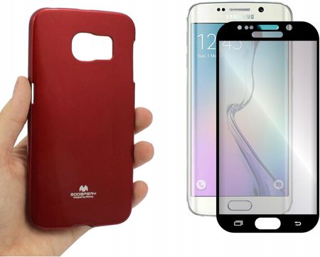Etui Do Samsung G925 Galaxy S6 Edge Futerał Mercury Jelly Czerwone I Szkło