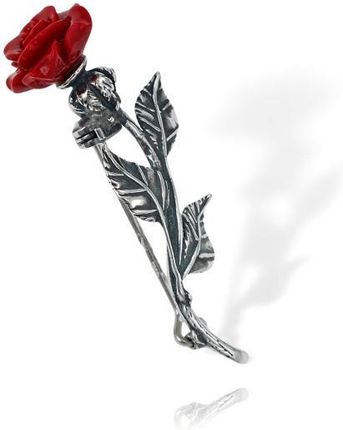 Norbisrebro Srebrna Oksydowana Broszka Róża - Efektowny Kwiat Róży