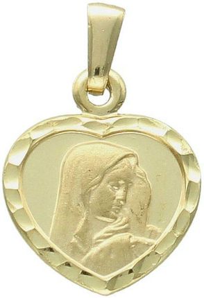 Diament Złota Zawieszka 585 Medalik Serce Matka Boska Za 7558