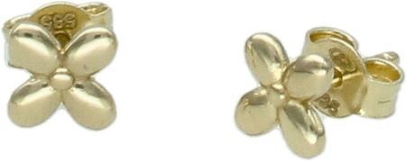 Diament Złote Kolczyki Damskie 585 Kwiatki Na Sztyft