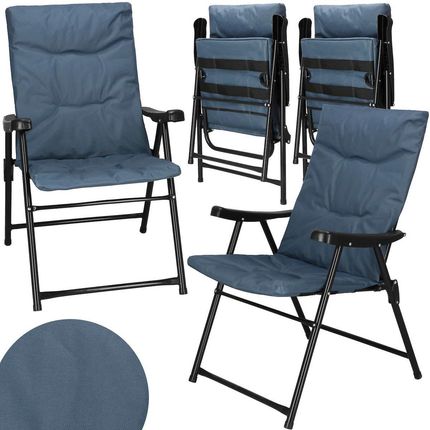 Krzesła Składane Turystyczne 2szt. Balkonowe Krzesełka Kempingowe Metalowe Niebieskie