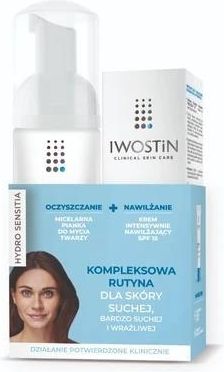 Perrigo Iwostin Hydro Sensitia Micelarna Pianka Do Mycia Twarzy 165ml + Krem Intensywnie Nawilżający Spf15 50ml