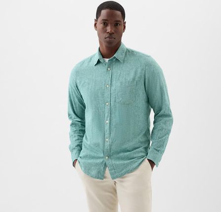 GAP Longsleeve Standard-Fit Linen Shirt Jade Stone