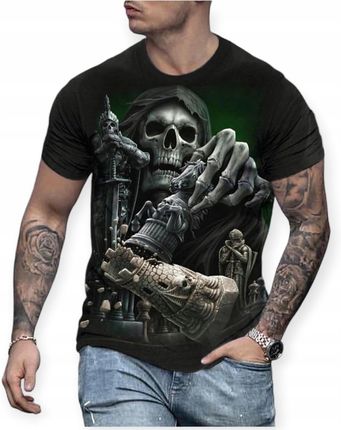 Mroczny Gotycki T-shirt, Podkoszulek Czaszki Print 3D L