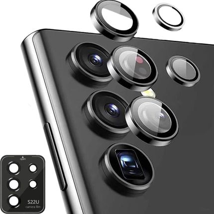 4Kom Pl Szkło Hartowane Na Obiektyw Do Samsung Galaxy S22 Ultra Osłona Aparatu Camring Pro Black