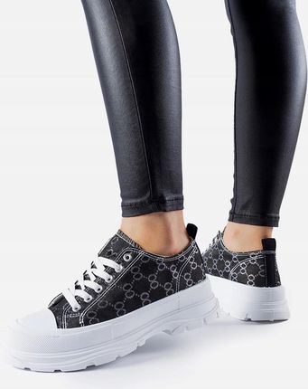 Trampki damskie czarne buty sportowe sneakersy obuwie 27454 rozmiar 39