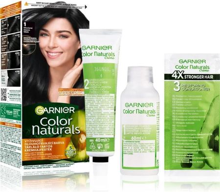 Garnier Color Naturals Trwała Farba Do Włosów Z Odżywczymi Olejami 40ml Odcień 1 Ultra Black