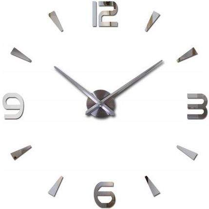 Zegar ścienny naklejany duży 80-120cm srebrny 4 cyfry