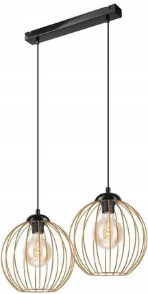 Lamkur Zoya 45399 lampa wisząca zwis metalowa loft klatka 2x60W E27 czarna/złota