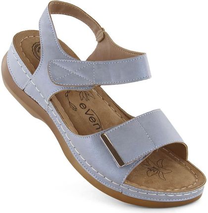 Sandały damskie komfortowe na rzepy niebieskie eVento 0146