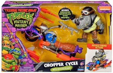 Playmates Wojownicze Żółwie Ninja Chopper Cycle Pojazd Z Figurką Rocksteady