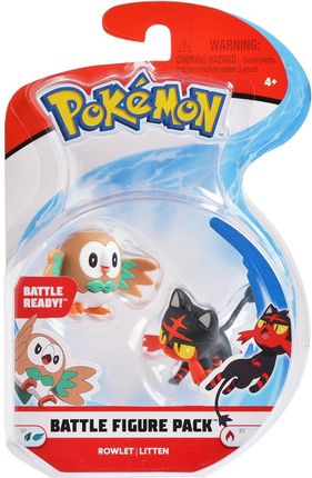Jazwares Pokemon Battle Figure Pack 2-Pak Oryginalne Figurki Rowlet + Litten