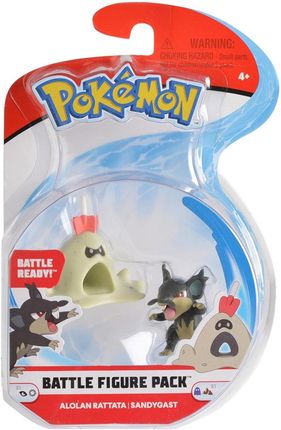 Jazwares Pokemon Battle Figure Pack 2-Pak Figurki Alolan Rattata + Sandygast