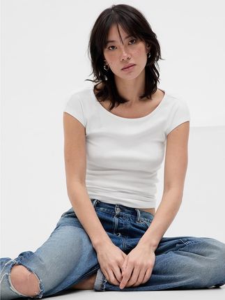 GAP Shortsleeve Bateau Neck Modal Top Fresh White