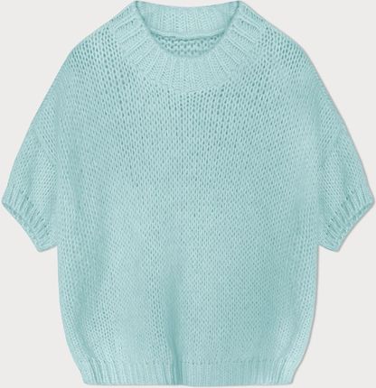 Luźny sweter damski z krótkim rękawem ecru (760ART)