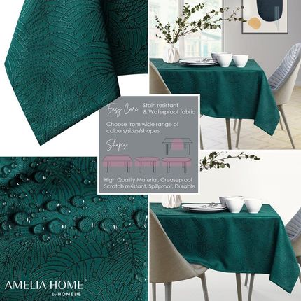 Ameliahome Ameliahome Obrus Gaia Butelkowa Zieleń Tłoczony Roślinny 100X100 P1425237020