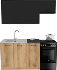 Zdjęcie Zestaw Mebli Kuchennych Presto 170 Cm Płyta Laminowana Dąb Evoke Czarny 100461898 - Płock