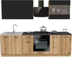 Zdjęcie Zestaw Mebli Kuchennych Presto 260 Cm Płyta Laminowana Dąb Evoke Czarny 100461900 - Mieroszów