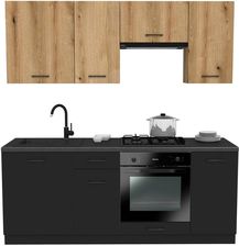 Zdjęcie Zestaw Mebli Kuchennych Presto 200 Cm Płyta Laminowana Czarny Dąb Evoke 100461902 - Mieroszów