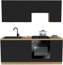 Zdjęcie Zestaw Mebli Kuchennych Presto 200 Cm Płyta Laminowana Czarny Czarny 100461908 - Mieroszów