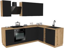 Zdjęcie Zestaw Mebli Kuchennych Presto 240X180 Cm Płyta Laminowana Czarny Lamela Czarny 100462011 - Braniewo