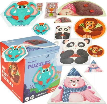 Kindersafe Układanka Puzzle Dla Dzieci Panda Małpka Sł Oń Foka Jeż 6W1