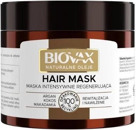 Biovax Maseczka Do Włosów Naturalne Oleje Argan Makadamia Kokos 250g