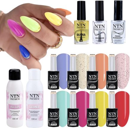 Ntn Zestaw Do Manicure Hybrydowego 10+5 Lakiery + Preparaty