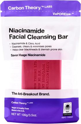 Carbon Theory Facial Cleansing Bar Niacinamide Mydło Oczyszczające Do Twarzy Pink 100g