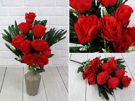 7&7 Bukiet Sztuczny Róże 50X6 Cm 9 Kwiatów Czerwone Kla 108 15280949546