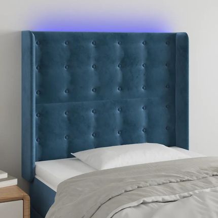 vidaXL Zagłówek Do Łóżka Z Led Ciemnoniebieski 93X16X118 128Cm Aksamit 168667667