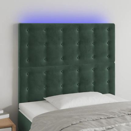 vidaXL Zagłówek Do Łóżka Z Led Ciemnozielony 90X5X118 128Cm Aksamit 175855425