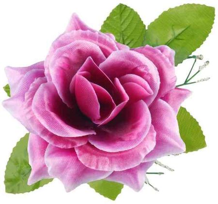 Róża W Pąku Główka Z Liściem Lt.Purple Sztuczne Kwiaty 2426