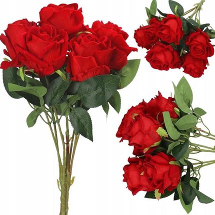 Bez Marki Róża Róże Bukiet Róż Welurowych Jak Żywe Piękne Duże Kwiaty 43Cm 7 Sztuk 15474119234